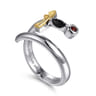 925 Sterling Silver and 14K Yellow Gold Garnet and Enamel Dagger Wrap Ring
