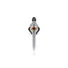 925 Sterling Silver and 14K Yellow Gold Garnet and White Sapphire Dagger Mens Pin With Black Enamel