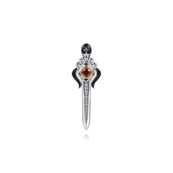 925-Sterling-Silver-and-14K-Yellow-Gold-Garnet-and-White-Sapphire-Dagger-Mens-Pin-with-Black-Enamel1