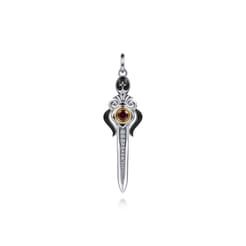 925-Sterling-Silver-and-14K-Yellow-Gold-Garnet-and-White-Sapphire-Dagger-Pendant-with-Black-Enamel1