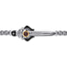925 Sterling Silver and 14K Yellow Gold Garnet and White Sapphire Round Box Chain Bracelet With Dagger