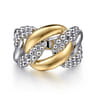 925 Sterling Silver and 14K Yellow Gold Link Ring