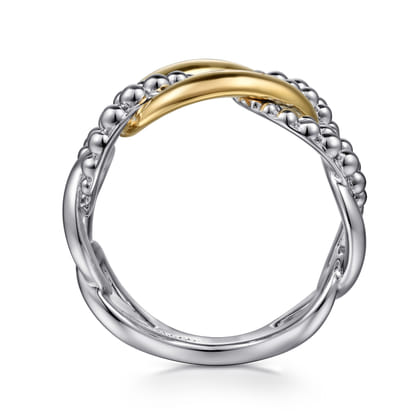 925 Sterling Silver and 14K Yellow Gold Link Ring