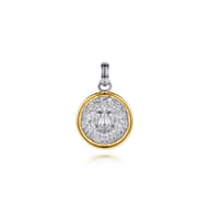 925 Sterling Silver and 14K Yellow Gold Lion Pendant