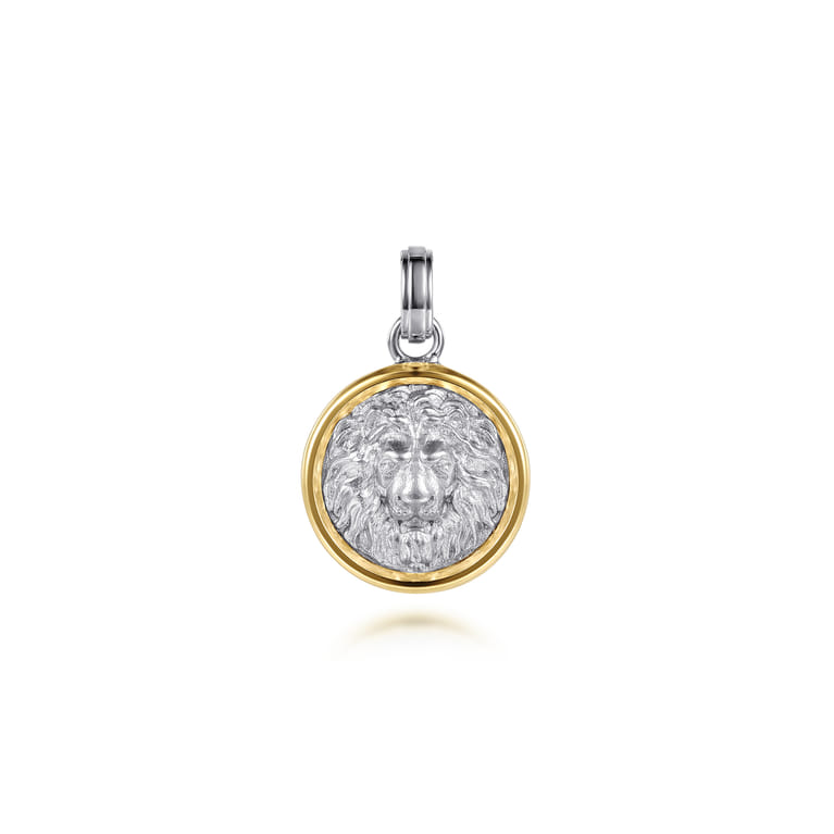 925 Sterling Silver and 14K Yellow Gold Lion Pendant - Shot 1