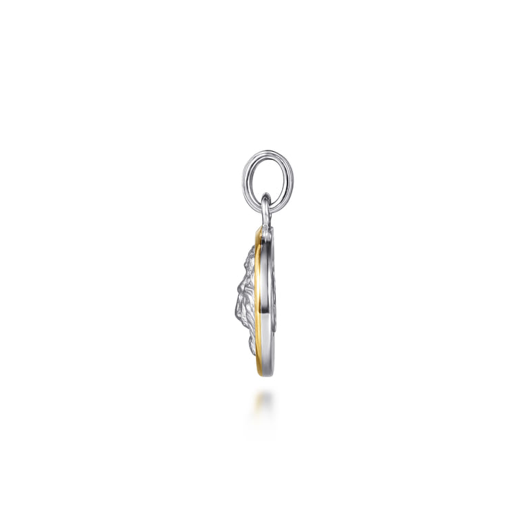 925 Sterling Silver and 14K Yellow Gold Lion Pendant - Shot 3