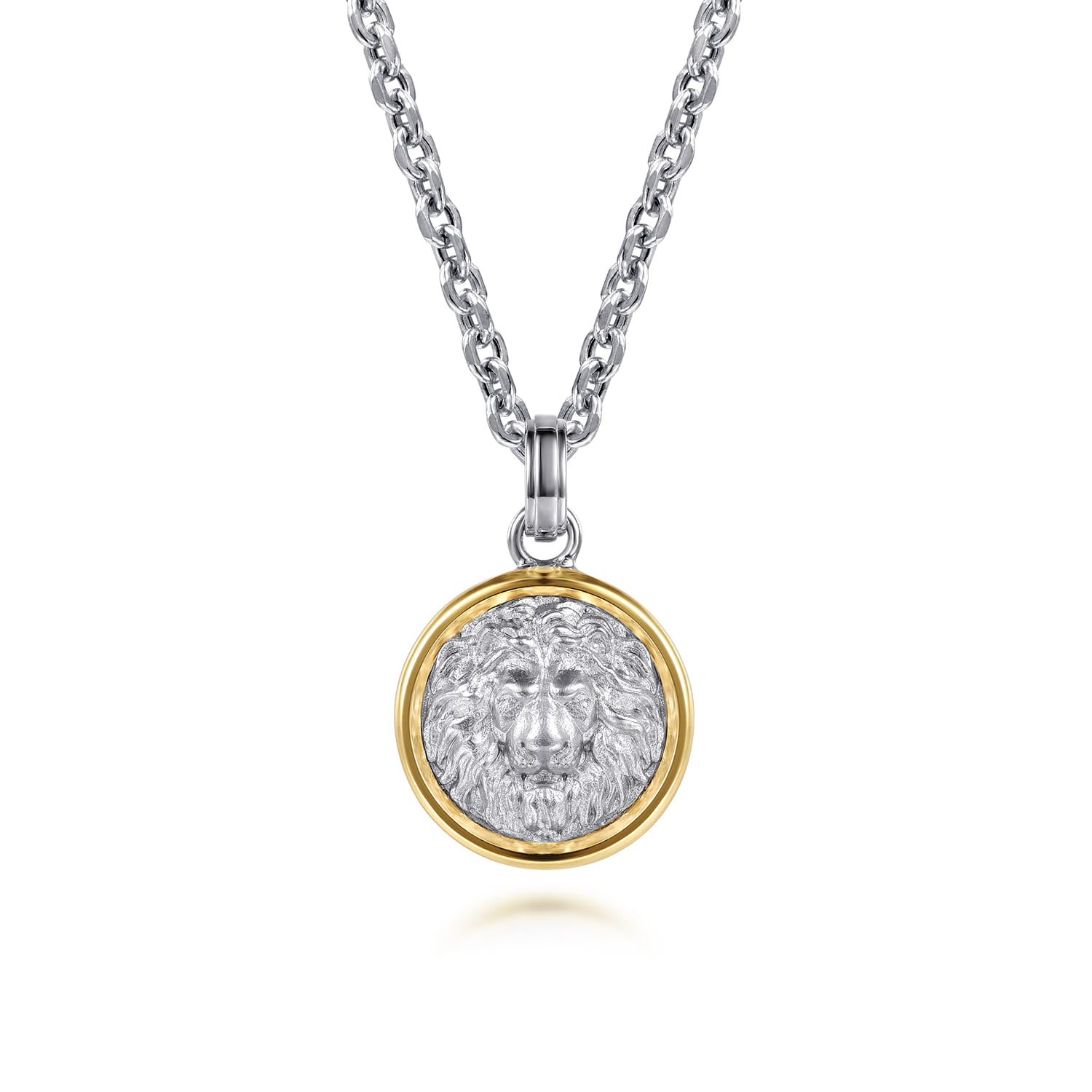 925 Sterling Silver and 14K Yellow Gold Lion Pendant - Shot 4