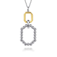 925 Sterling Silver and 14K Yellow Gold Octagon Bujukan Drop Pendant Necklace