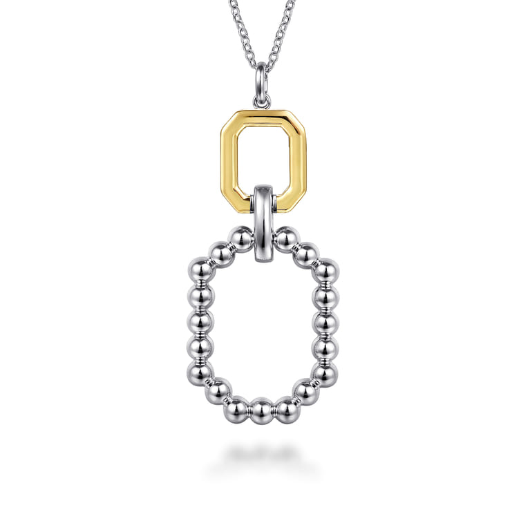 925 Sterling Silver and 14K Yellow Gold Octagon Bujukan Drop Pendant Necklace - Shot 1