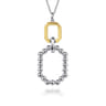 925 Sterling Silver and 14K Yellow Gold Octagon Bujukan Drop Pendant Necklace