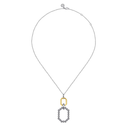 925 Sterling Silver and 14K Yellow Gold Octagon Bujukan Drop Pendant Necklace