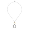 925 Sterling Silver and 14K Yellow Gold Octagon Bujukan Drop Pendant Necklace