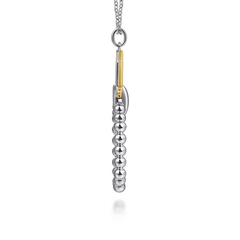 925 Sterling Silver and 14K Yellow Gold Octagon Bujukan Drop Pendant Necklace - Shot 5
