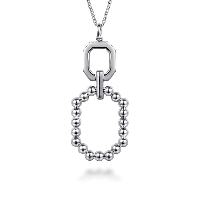 925 Sterling Silver and 14K Yellow Gold Octagon Bujukan Drop Pendant Necklace - Shot 6