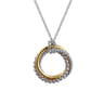 925 Sterling Silver and 14K Yellow Gold Rope Pendant Necklace-Bujukan