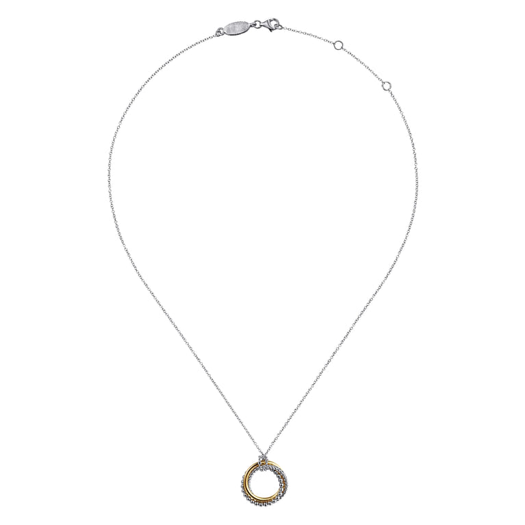 925 Sterling Silver and 14K Yellow Gold Rope Pendant Necklace-Bujukan - Shot 2