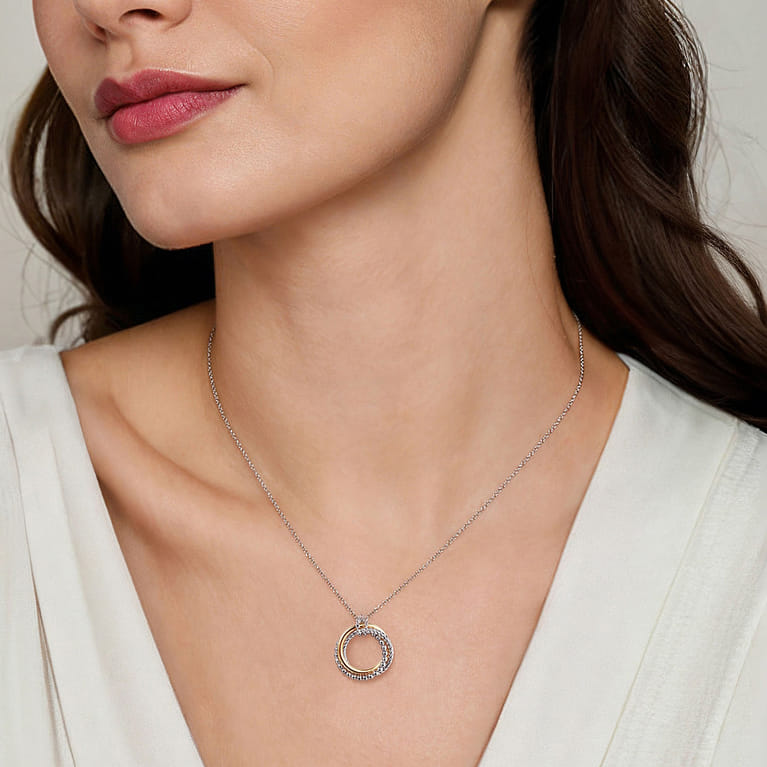 925 Sterling Silver and 14K Yellow Gold Rope Pendant Necklace-Bujukan - Shot 4