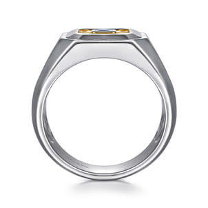 925 Sterling Silver and 14K Yellow Gold Sapphire Signet Ring