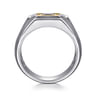 925 Sterling Silver and 14K Yellow Gold Sapphire Signet Ring - 0.19 ct