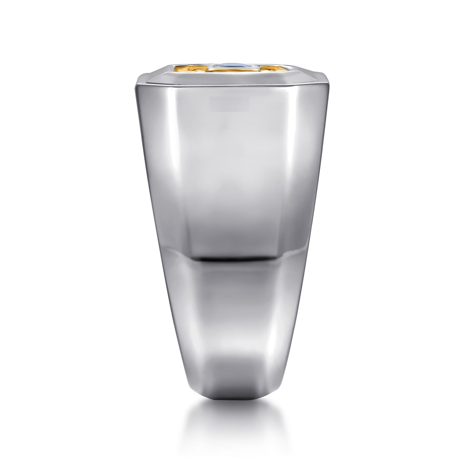 925 Sterling Silver and 14K Yellow Gold Sapphire Signet Ring - 0.19 ct - Shot 4