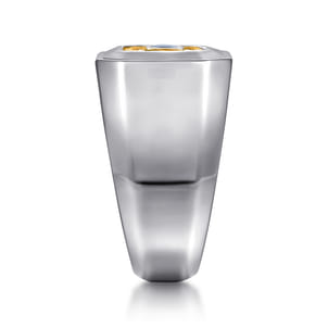 925 Sterling Silver and 14K Yellow Gold Sapphire Signet Ring