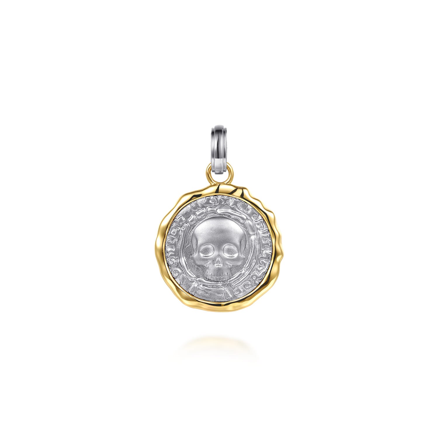 925 Sterling Silver and 14K Yellow Gold Skull Pendant - Shot 1