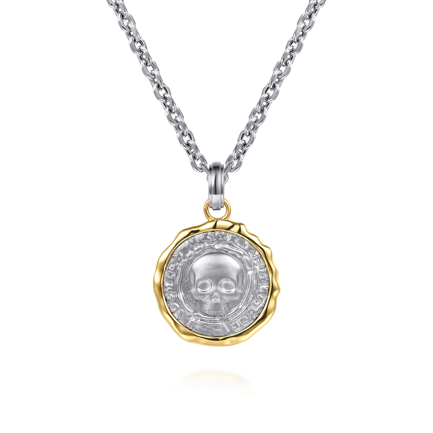 925 Sterling Silver and 14K Yellow Gold Skull Pendant - Shot 3