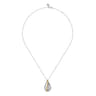 925 Sterling Silver and 14K Yellow Gold Teardrop Pendant Necklace-Bujukan