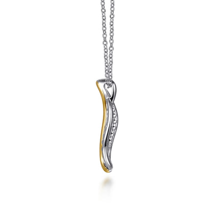 925 Sterling Silver and 14K Yellow Gold Teardrop Pendant Necklace-Bujukan