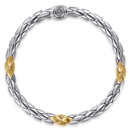 925 Sterling Silver and 14K Yellow Gold Tubular Chain Bracelet