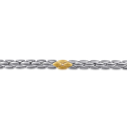 925 Sterling Silver and 14K Yellow Gold Tubular Chain Bracelet