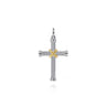 925 Sterling Silver and 14K Yellow Gold Twisted Rope Cross Pendant with X Center