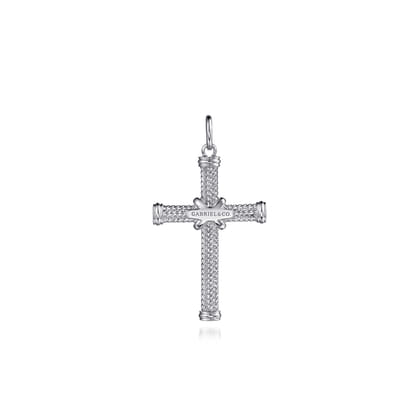 925 Sterling Silver and 14K Yellow Gold Twisted Rope Cross Pendant with X Center