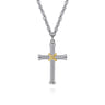 925 Sterling Silver and 14K Yellow Gold Twisted Rope Cross Pendant with X Center