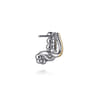 925 Sterling Silver and 14K Yellow Gold White Sapphire J Hoop Earrings-Bujukan