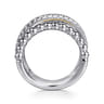 925 Sterling Silver and 14K Yellow Gold White Sapphire Wide Band Ring-Bujukan