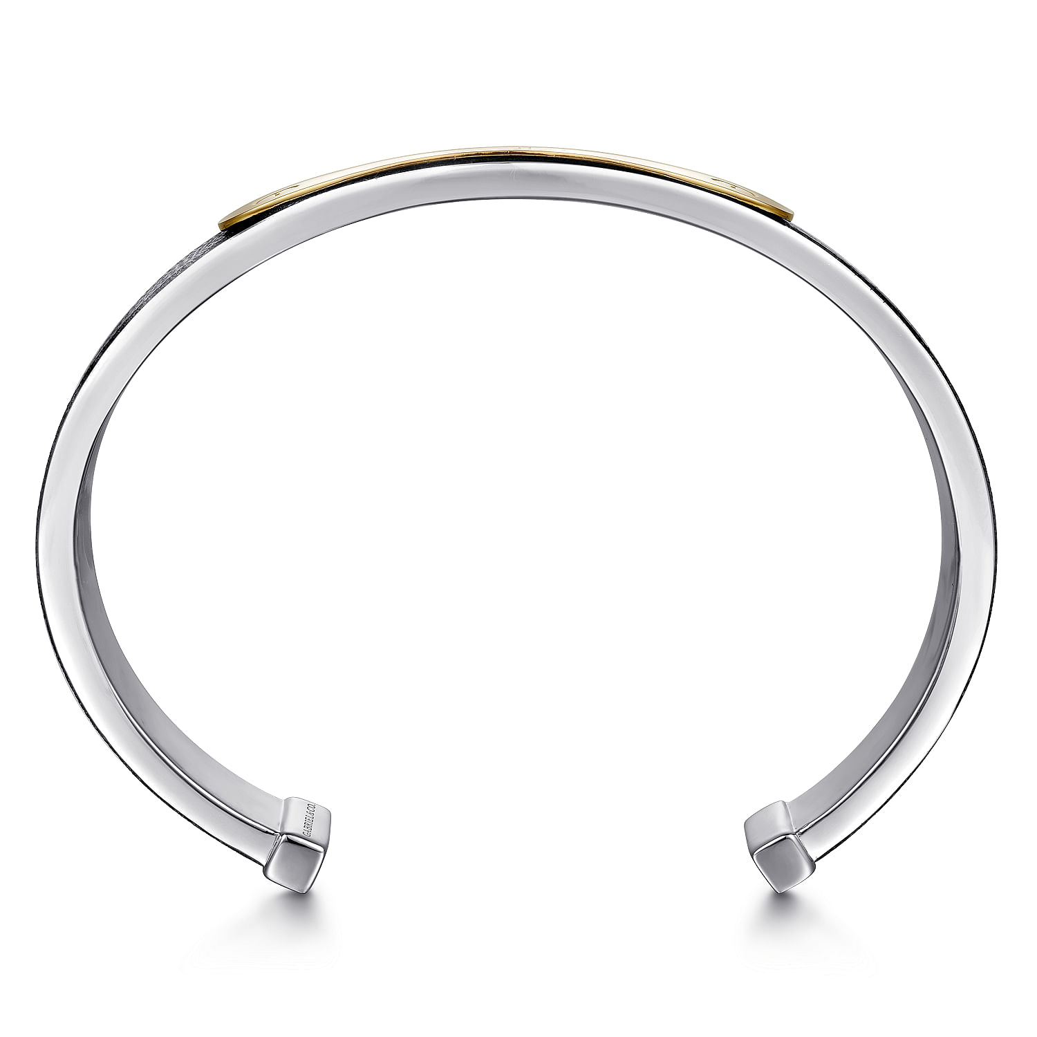 925 Sterling Silver and 14K Yellow Gold and Leather Open