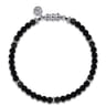 925 Sterling Silver and 4mm Black Onyx Beaded Bracelet