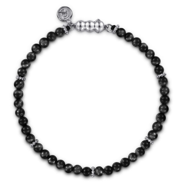 Sterling Silver and Black Onyx Beaded Bracelet