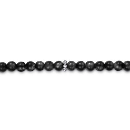 925 Sterling Silver and 4mm Black Onyx Beaded Bracelet