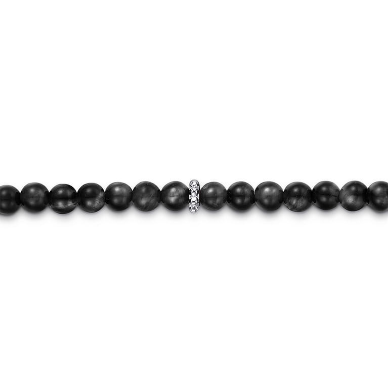 925 Sterling Silver and 4mm Black Onyx Beaded Bracelet - Shot 2