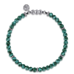 925 Sterling Silver and 4mm Malachite Beaded Bracelet