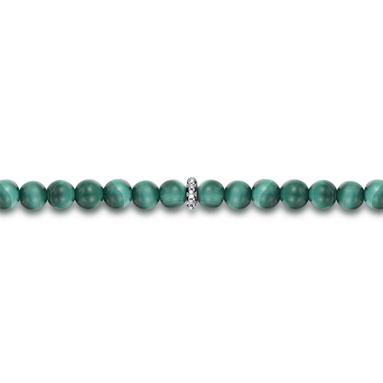 925 Sterling Silver and 4mm Malachite Beaded Bracelet - Shot 2