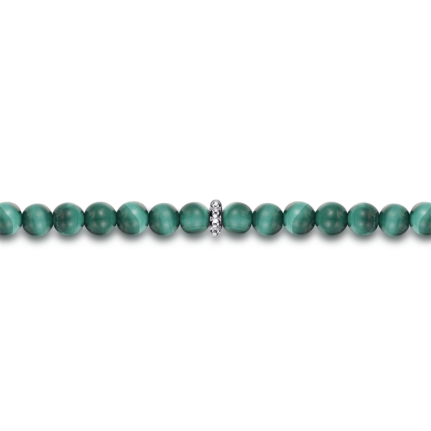 925 Sterling Silver and 4mm Malachite Beaded Bracelet - Shot 2