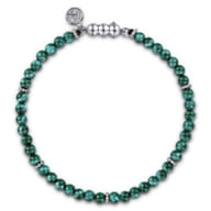 925 Sterling Silver and 4mm Malachite Beaded Bracelet