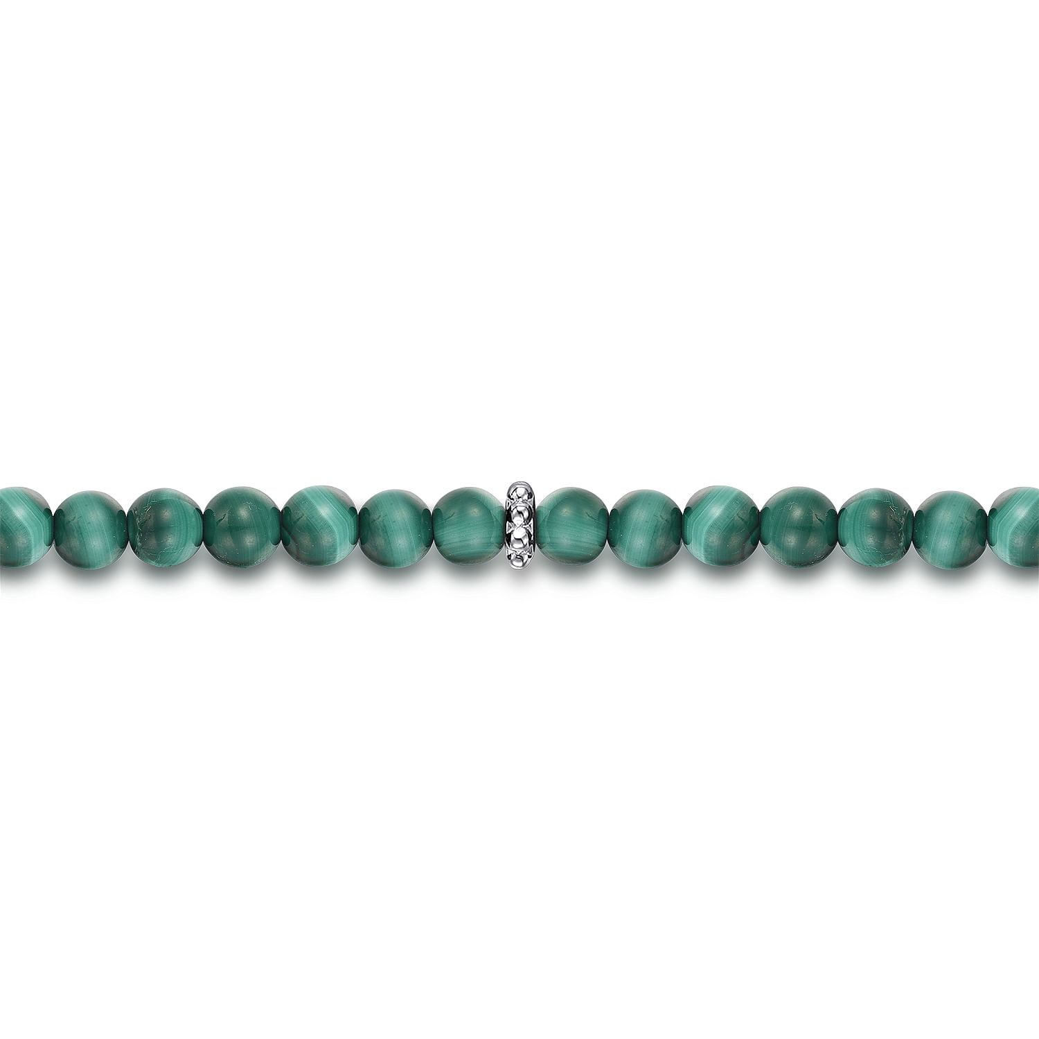 925 Sterling Silver and 4mm Malachite Beaded Bracelet - Shot 2