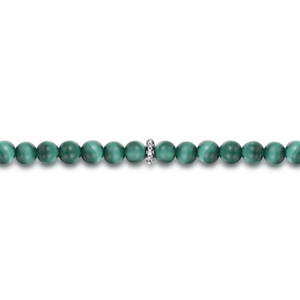 925 Sterling Silver and 4mm Malachite Beaded Bracelet