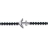 925 Sterling Silver and 4mm Onyx Beaded Bracelet with Anchor