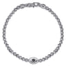 925 Sterling Silver and 4mm Silver Beaded Bracelet with Evil Eye