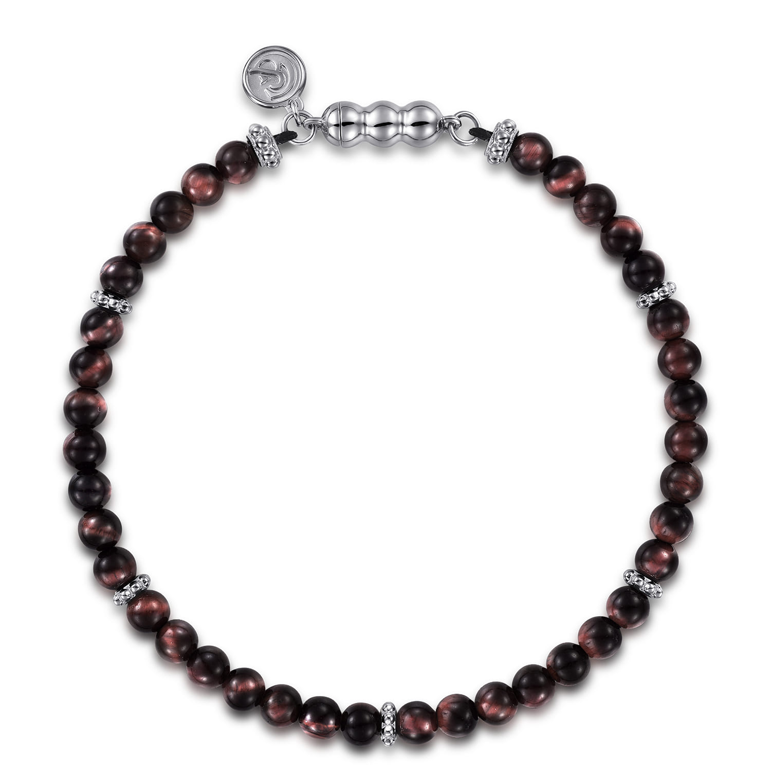 925 Sterling Silver and 4mm Tiger Eye Beaded Bracelet - Shot 1